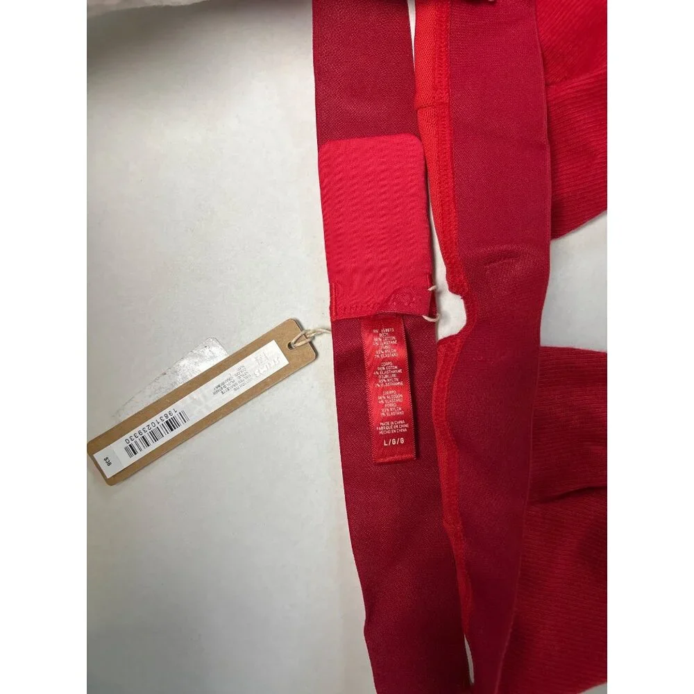 SKIMS Cotton Rib Halter Bralette Cranberry Size Large NWT - Picture 8 of 8